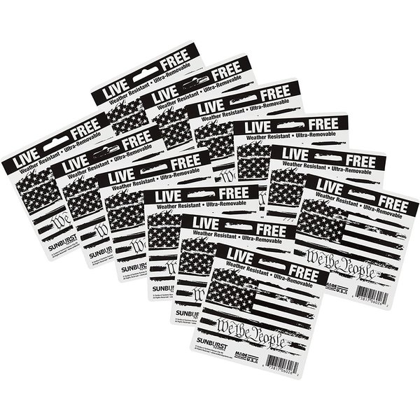 Sunburst Systems Decal Distressed We The People Flag 3 in x 4.5 in, 12-Pack PK 6226